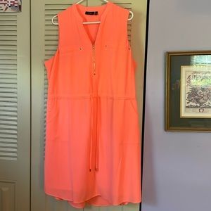 Bright coral pocket dress